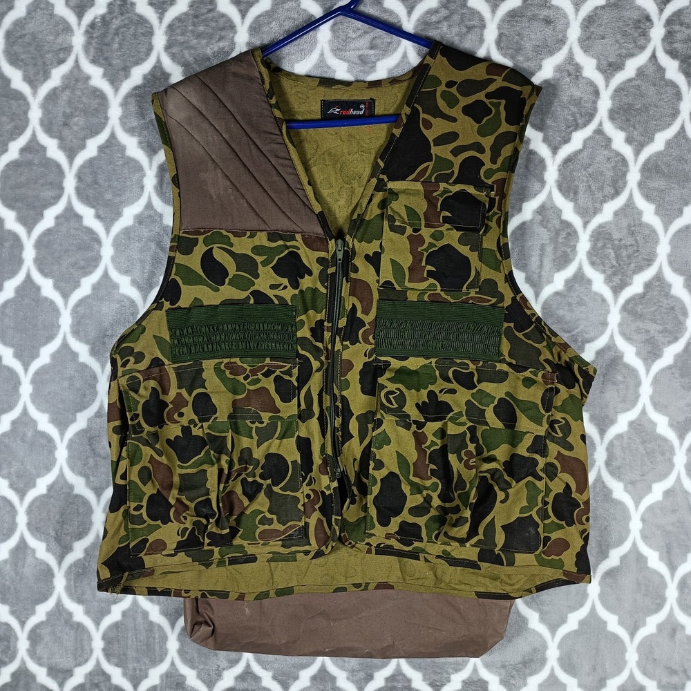 RedHead Game Hunting Vest XL Duck Camo Pouch Utility Vintage Shooting Pad